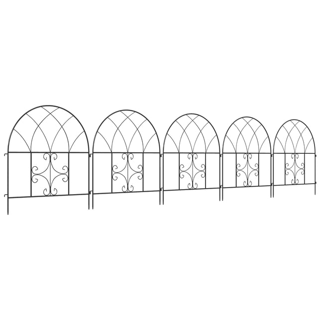 Clôture de jardin en acier de 300 cm x 70 cm de haut, ensemble de clôtures décoratives en maille, éléments de clôture, clôture de paysage, clôture en arc supérieur pour chiens, clôture pour jardin, parterres de fleurs, barrière pour animaux, ex