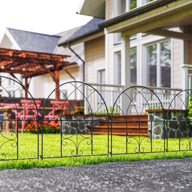 Clôture de jardin en acier de 300 cm x 70 cm de haut, ensemble de clôtures décoratives en maille, éléments de clôture, clôture de paysage, clôture en arc supérieur pour chiens, clôture pour jardin, parterres de fleurs, barrière pour animaux, ex