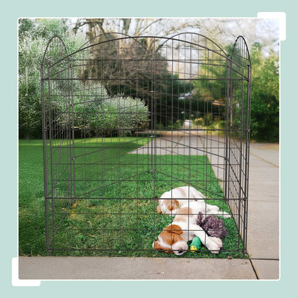 Clôture de jardin avec 5 panneaux métalliques arqués