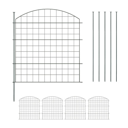 Clôture de jardin avec 5 panneaux métalliques arqués