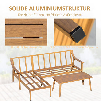 Gartenmöbel 3-teilig mit Chaiselongue und Tisch