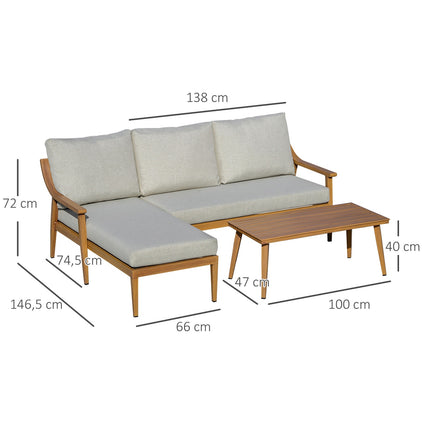 Gartenmöbel 3-teilig mit Chaiselongue und Tisch