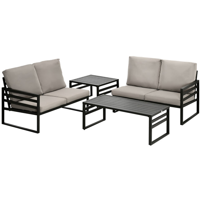 Gartenmöbel-Set, 4-Sitzer Sofas, wetterfest, hellgrau