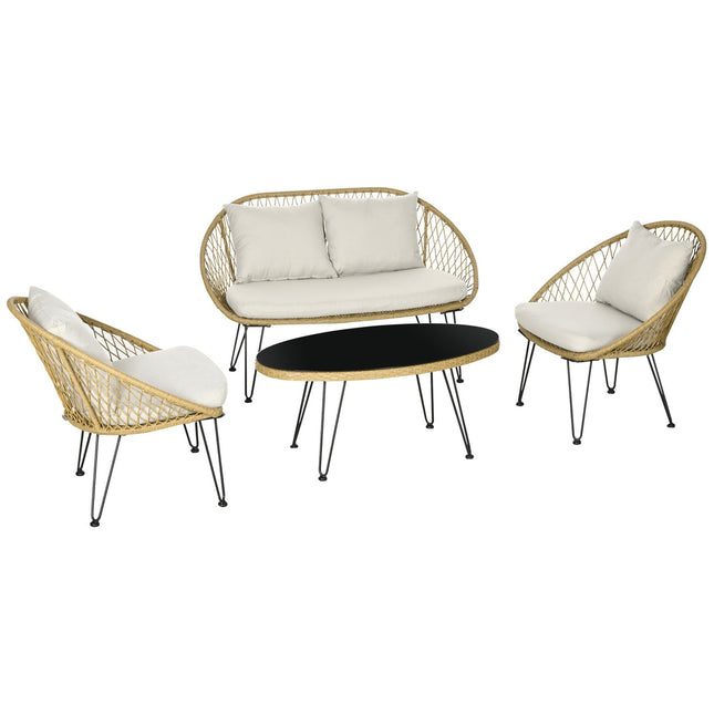 Outdoor furniture set with cushions - 4-piece lounge set