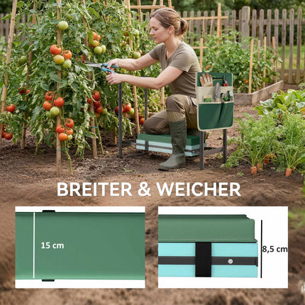 Genouillère et siège de jardin, capacité de 150 kg, cadre en acier pliable