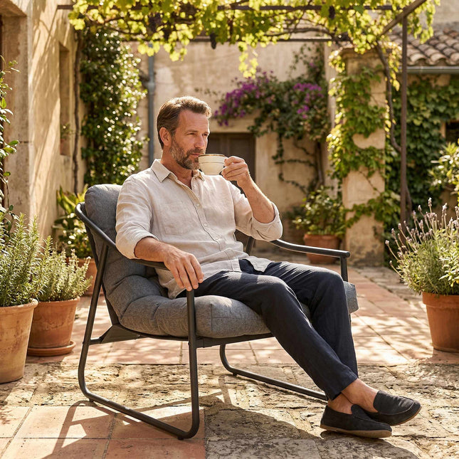 Chaise longue de jardin avec coussin amovible, gris foncé