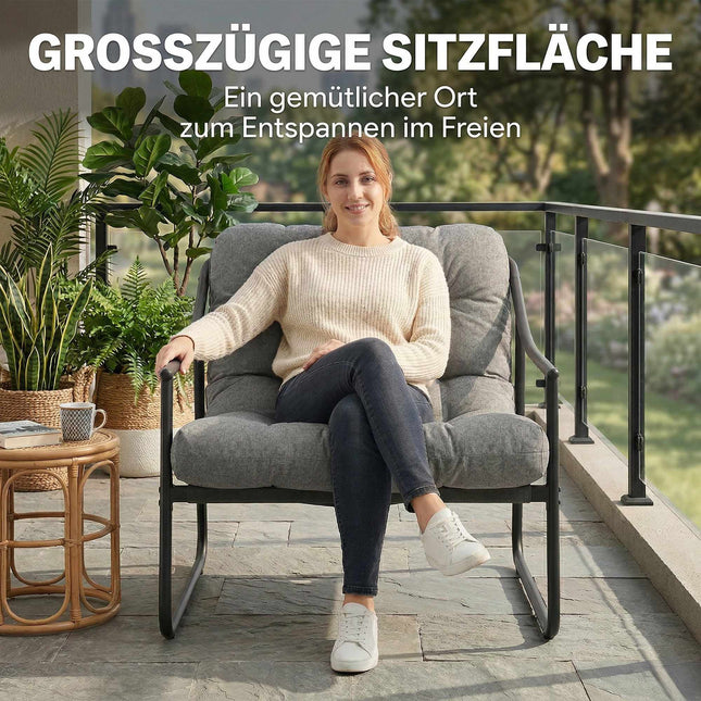 Chaise longue de jardin avec coussin amovible, gris foncé