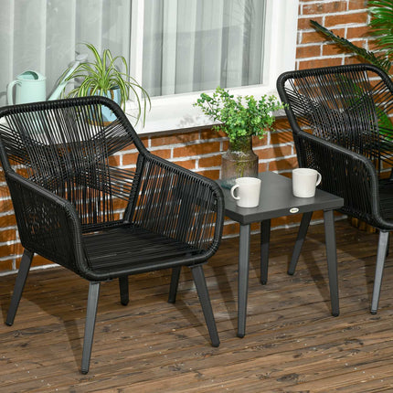 Gartenlounge-Set für 2 Personen, wetterfest, schwarz/grau