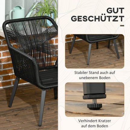 Gartenlounge-Set für 2 Personen, wetterfest, schwarz/grau