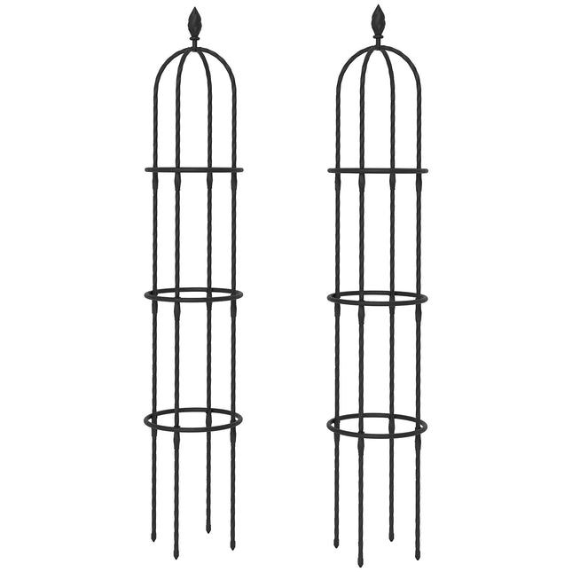 Ensemble de treillis pour obélisque de jardin, acier, 174 cm, lot de 2