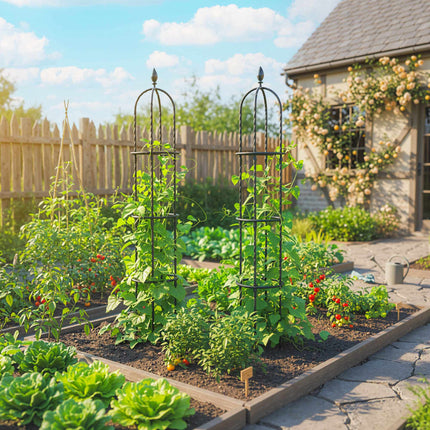 Ensemble de treillis pour obélisque de jardin, acier, 174 cm, lot de 2