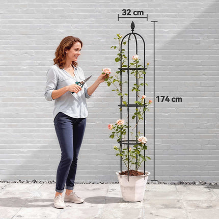 Ensemble de treillis pour obélisque de jardin, acier, 174 cm, lot de 2