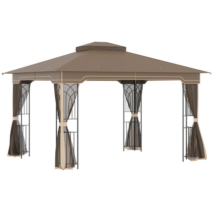 Gartenpavillon, 3,65x3M Doppeldachzelt mit Netz