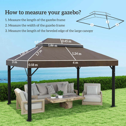 Bâche pour pavillon de jardin 3x4 m, tissu Oxford double couche