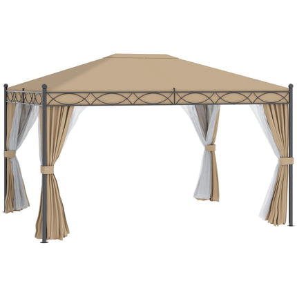 Gartenzeltpavillon mit Seitenwänden & Moskitonetz, beige