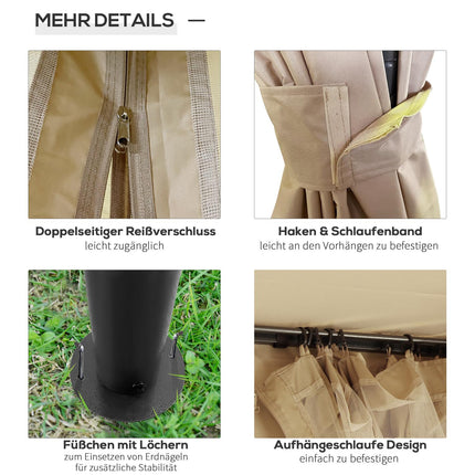 Gartenzeltpavillon mit Seitenwänden & Moskitonetz, beige
