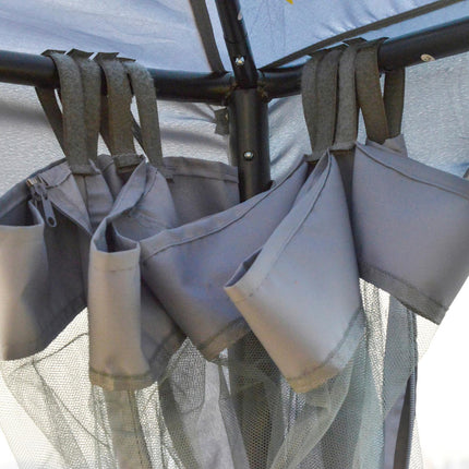 Pavillon De Jardin Tonnelle Tente De Jardin Tente De Fête Avec 4 X Parois Latérales Résistant Aux Intempéries Métal Polyester Gris Clair 3 X 3 X 2,6 M
