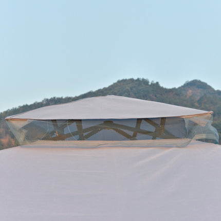 Pavillon De Jardin Tonnelle Tente De Jardin Tente De Fête Avec 4 X Parois Latérales Résistant Aux Intempéries Métal Polyester Gris Clair 3 X 3 X 2,6 M
