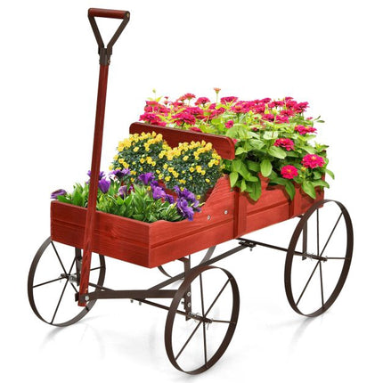 Gartenpflanzgefäß auf Rädern, Tanne, 2 Fächer, Räder, Rot