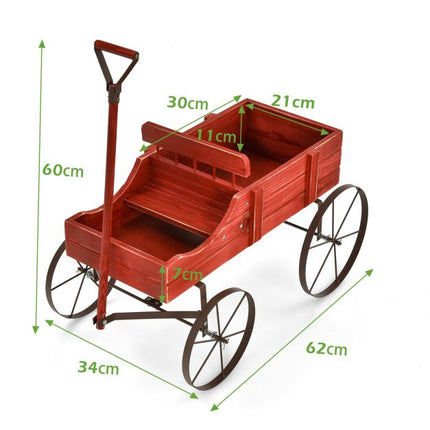 Gartenpflanzgefäß auf Rädern, Tanne, 2 Fächer, Räder, Rot