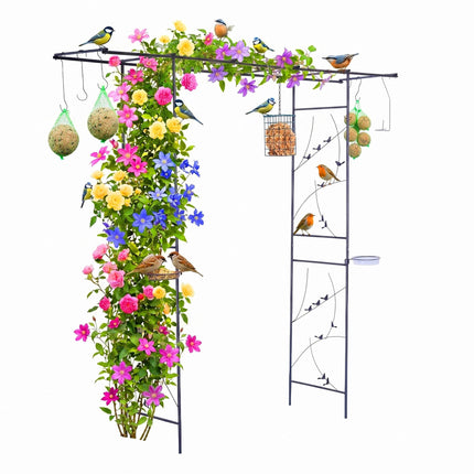 Treillis en arche pour rosiers de jardin - Stations d'abreuvoir et de mangeoire pour oiseaux