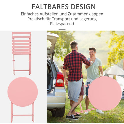 Ensemble De Jardin Pour 2 Personnes Ensemble De Meubles De Balcon Table De Bistro Avec 2 Chaises Pour Cour Jardin Pliable Rose