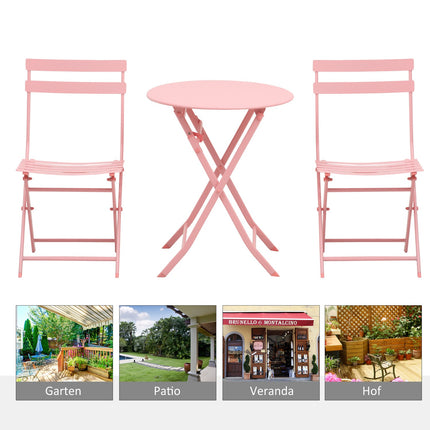 Ensemble De Jardin Pour 2 Personnes Ensemble De Meubles De Balcon Table De Bistro Avec 2 Chaises Pour Cour Jardin Pliable Rose