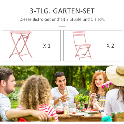 Ensemble De Jardin Pour 2 Personnes Ensemble De Meubles De Balcon Table De Bistro Avec 2 Chaises Pour Cour Jardin Pliable Rose