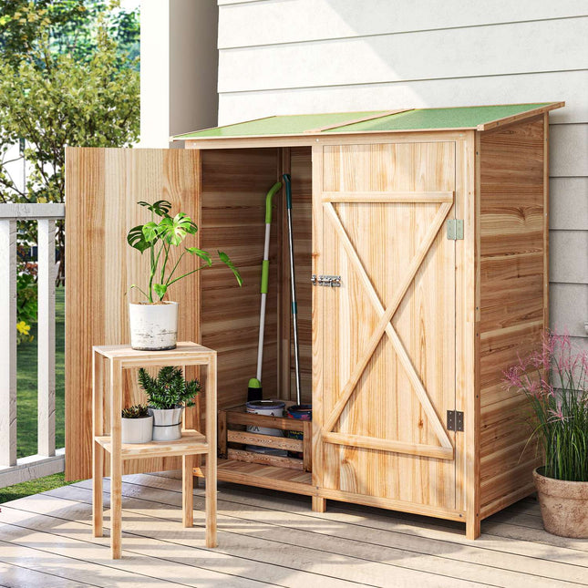 Abri de jardin avec table d'appoint, bois de sapin, 140 x 75 x 157 cm