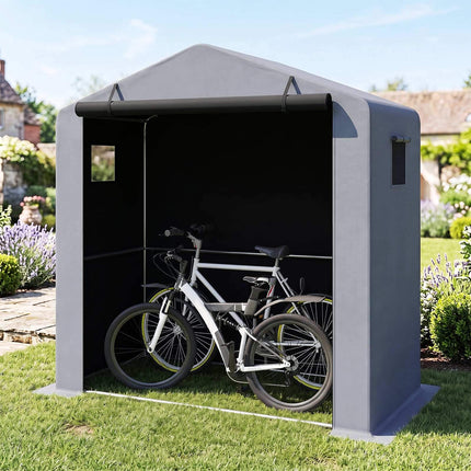 Abri de jardin avec porte zippée, structure galvanisée, argent