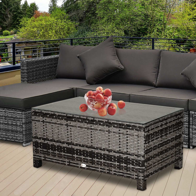 Gartencouchtisch - Polyrattan, Grau, 85 x 50 x 39 cm