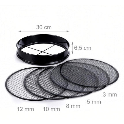 Ensemble de tamis de jardin 5 en 1, acier inoxydable, Ø 30 cm