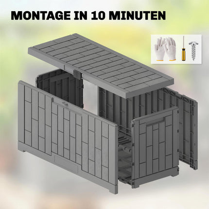 Gartenbox, 379L, wasserdicht, abschließbar, Grau