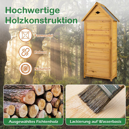 Gartenschrank, Tannenholz, abschließbare Tür, 4 Ablagen