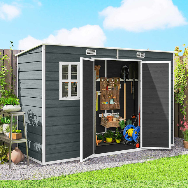 Abri de jardin avec fenêtres et portes verrouillables, 3,2 m²