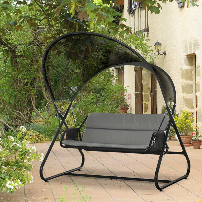 Garten-Schaukelbank für 2 Personen mit Kissen – Schwarz
