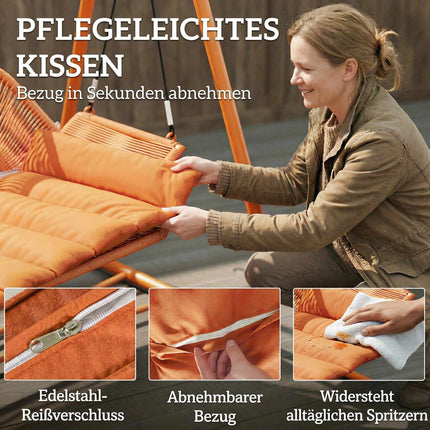 Hollywoodschaukel mit Kissen, Metallgestell, 174x120x162 cm