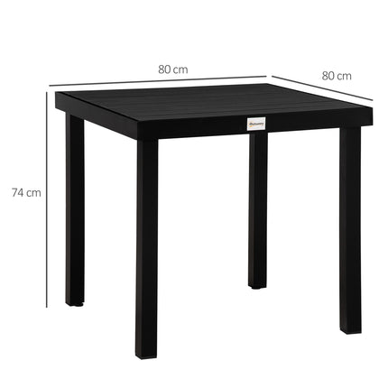 Table De Jardin 4 Personnes Table À Manger Compacte Table En Aluminium Facile D'Entretien Mobilier De Jardin En Plastique Noir 80X80X74Cm