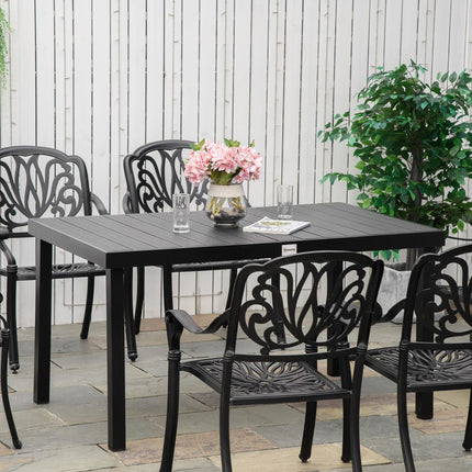 Table De Jardin 6 Personnes Table À Manger Table En Aluminium Facile D'Entretien Mobilier De Jardin Plastique Noir 140X90X74Cm