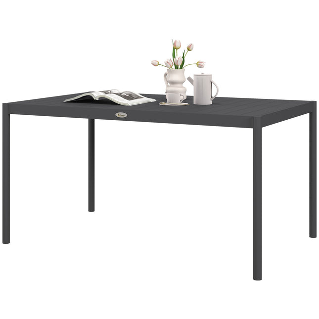 Aluminium-Esstisch für 6 Personen, dunkelgrau, 145x90x74 cm