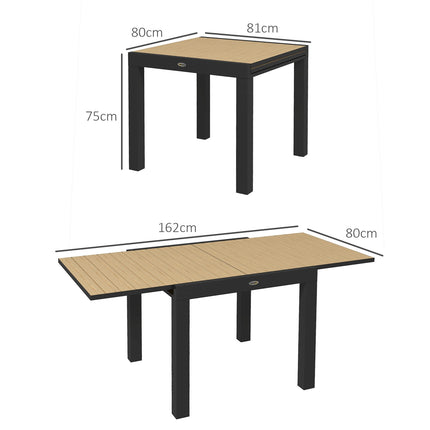 Ausziehbarer Gartentisch für 6 Personen, Aluminium, gelb