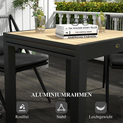 Ausziehbarer Gartentisch für 6 Personen, Aluminium, gelb