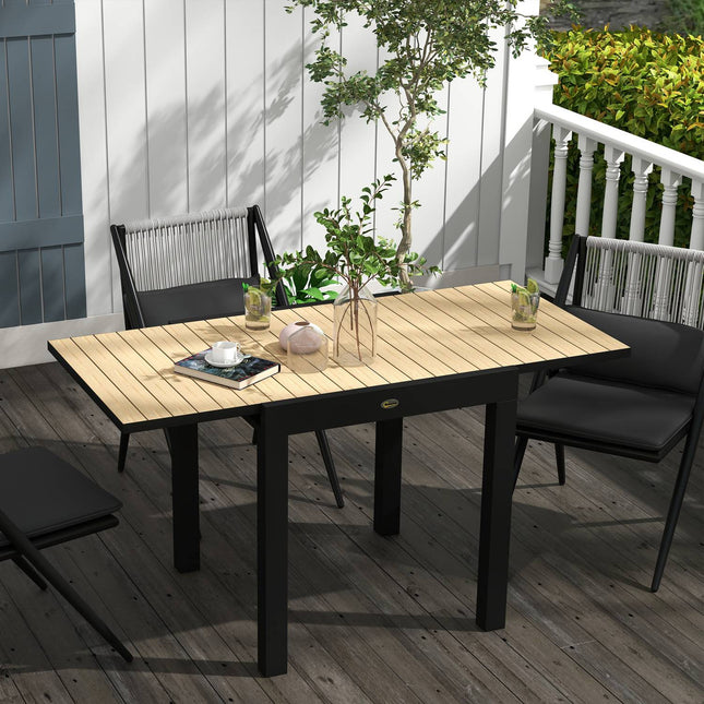 Table De Jardin, Table À Manger Pour 6 Personnes, Table De Patio, Table De Balcon Extensible, Peut Supporter Jusqu'À 70 Kg, Aluminium, Jaune, 81/162 X 80 X 75 Cm