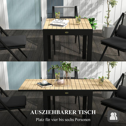 Ausziehbarer Gartentisch für 6 Personen, Aluminium, gelb