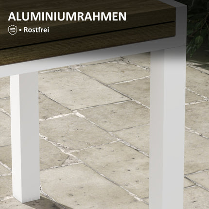 Ausziehbarer Gartentisch, Holzoptik, für 6 Personen, weiß
