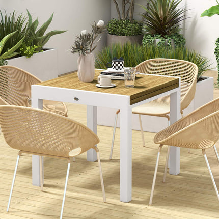Ausziehbarer Gartentisch, Holzoptik, für 6 Personen, weiß