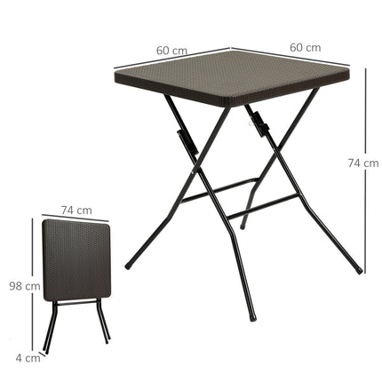 Klappbarer Gartentisch, Kunststoff & Metall, 60x60x74cm, Braun
