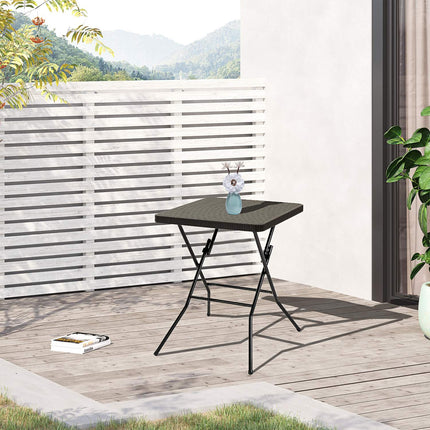 Klappbarer Gartentisch, Kunststoff & Metall, 60x60x74cm, Braun