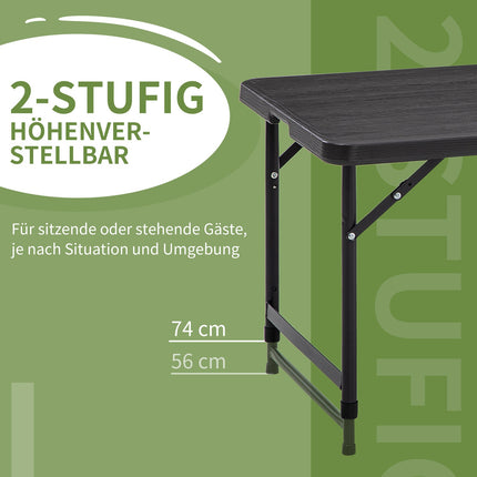 Höhenverstellbarer klappbarer Gartentisch - Stahlgestell, 4 Sitzplätze