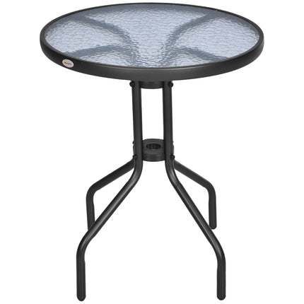 Runder Gartentisch aus Metall und Glas – Ø60 x H70 cm